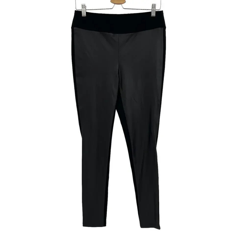 J. McLaughlin Black Faux Leather Front Ponte Leggings Black‎ Size Medium